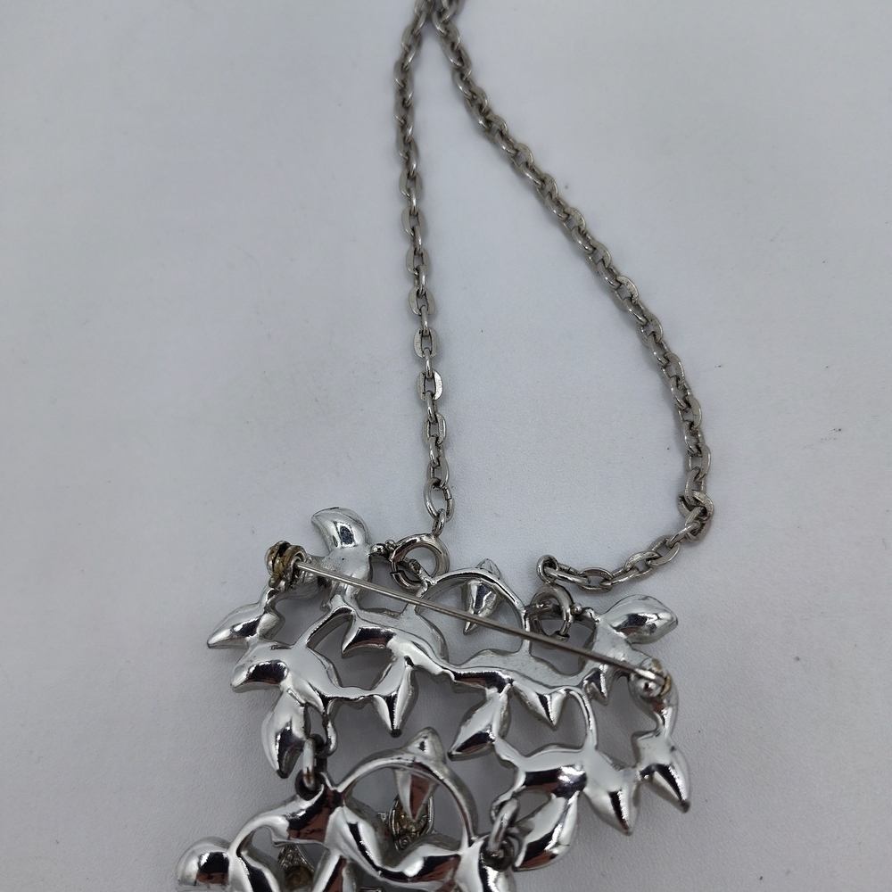 VINTAGE Signed Emmons Runway Convertible Necklace & Brooch W/Yellow Rhinestones - Picture 5 of 10